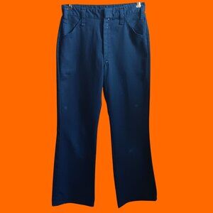 27x30 Vintage Bootcut Jeans 1970's Men's/Boys Twill Navy Blue Distress Paint